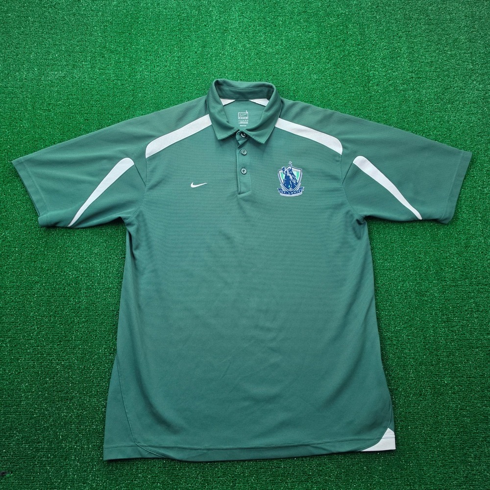St Louis Scott Gallagher Soccer Nike Team Fit Dry Polo Shirt Mens Large Green